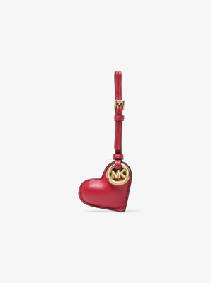 Michael Kors Puffy Heart Leather Bag Charm In Red