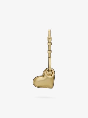 Michael Kors Metallic Puffy Heart Leather Bag Charm In Gold