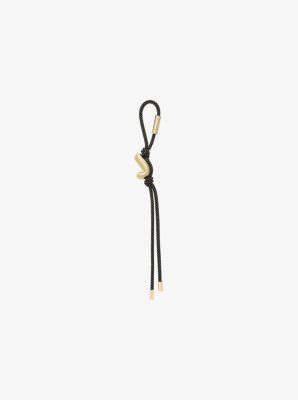 Initial Gold-Tone and Speckled Cord Bag Charm