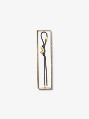 Initial Gold-Tone and Speckled Cord Bag Charm