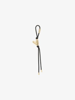 Initial Gold-Tone and Speckled Cord Bag Charm image number 0