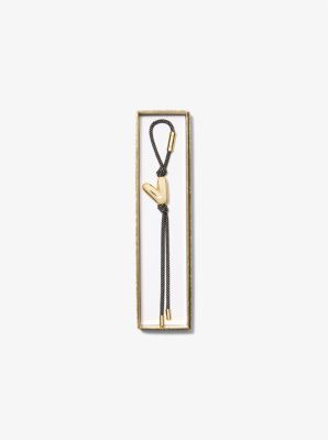 Initial Gold-Tone and Speckled Cord Bag Charm image number 1