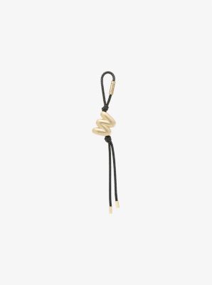 Initial Gold-Tone and Speckled Cord Bag Charm
