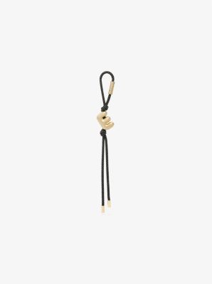 Initial Gold-Tone and Speckled Cord Bag Charm