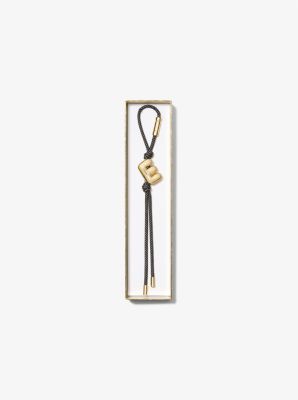 Initial Gold-Tone and Speckled Cord Bag Charm
