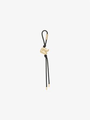 Initial Gold-Tone and Speckled Cord Bag Charm