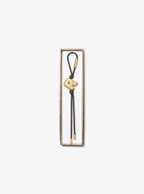 Initial Gold-Tone and Speckled Cord Bag Charm