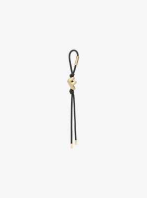 Initial Gold-Tone and Speckled Cord Bag Charm
