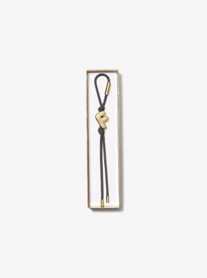 Initial Gold-Tone and Speckled Cord Bag Charm