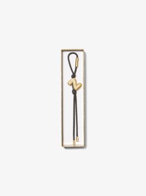 Initial Gold-Tone and Speckled Cord Bag Charm