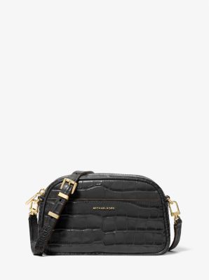 Jet Set Small Crocodile Embossed Leather Crossbody Bag