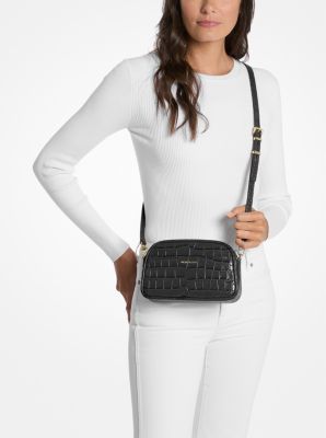 Jet Set Small Crocodile Embossed Leather Crossbody Bag