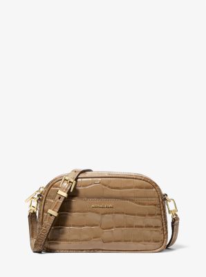 Jet Set Small Crocodile Embossed Leather Crossbody Bag