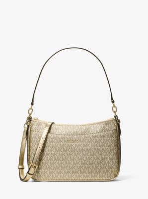 Jet Set Medium Metallic Signature Logo Convertible Crossbody Bag