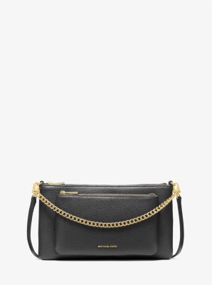 MK Wandelbare Umhängetasche Jet Set Medium Aus Gekrispeltem Leder - Schwarz