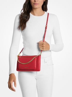 Thumbnail - MK Wandelbare Umhängetasche Jet Set Medium Aus Gekrispeltem Leder - Rot - Michael Kors