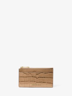 Petit porte-cartes Jet Set en cuir effet crocodile en relief