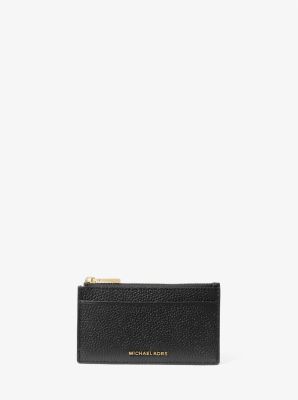 MK Kartenetui Jet Set Small Aus Gekrispeltem Leder - Schwarz