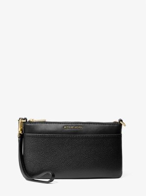 MK Handgelenktasche Jet Set Medium Aus Gekrispeltem Leder - Schwarz