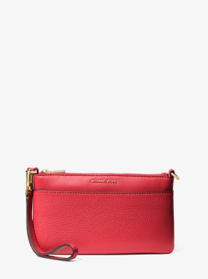 MK Handgelenktasche Jet Set Medium Aus Gekrispeltem Leder - Rot