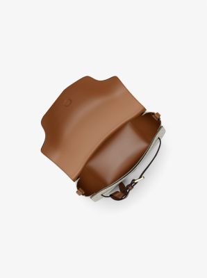 Saddle bag a tracolla Emilia piccola con logo in VANIGLIA/GHIANDA | Michael Kors
