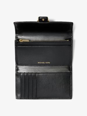 Nolita Medium Leopard Print Calf Hair and Leather Tri-Fold Wallet