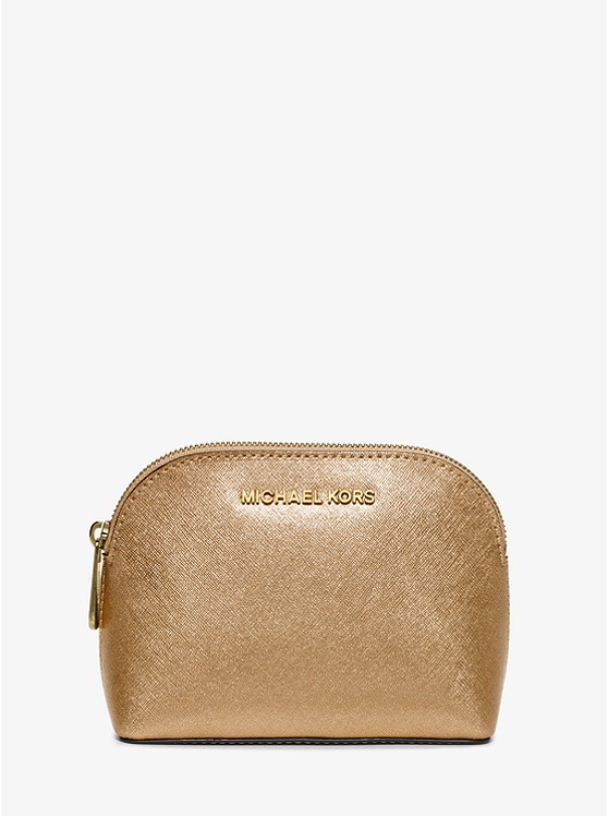 Cindy Metallic Saffiano Leather Pouch 