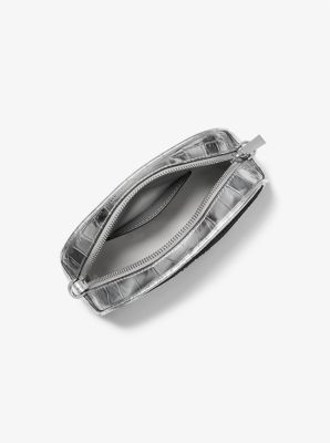 Umhängetasche Jet Set Small aus Leder mit Krokodilprägung in Metallic-Optik