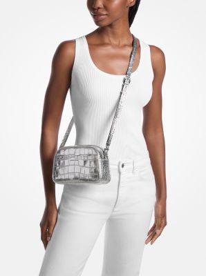 Umhängetasche Jet Set Small aus Leder mit Krokodilprägung in Metallic-Optik image number 1