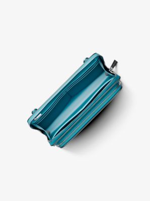 Thumbnail - MK Längliche Umhängetasche Jet Set Large Mit Signature-Logomuster - Blau - Michael Kors