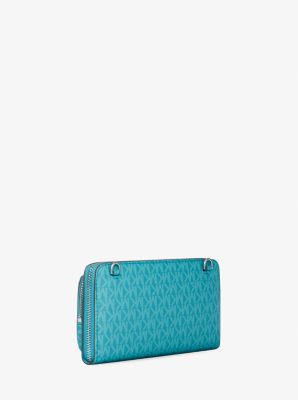 Borsa a tracolla continental Jet Set grande con logo in BLU MILOS | Michael Kors