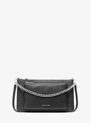 MK Wandelbare Umhängetasche Jet Set Medium Mit Signature-Logomuster - Schwarz