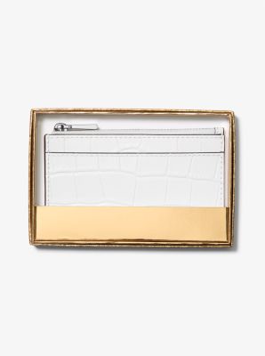 Jet Set Small Crocodile Embossed Leather Card Case image number 2