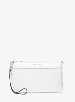 MK Wandelbare Handgelenktasche Jet Set Medium Aus Gekrispeltem Leder - Weiss