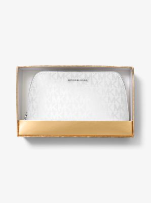 Kulturbeutel Jet Set Small mit Signature-Logomuster in Metallic-Optik image number 2