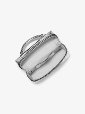Jana Extra-Small Metallic Crocodile Embossed Leather Convertible Crossbody Bag in SILVER | Michael Kors