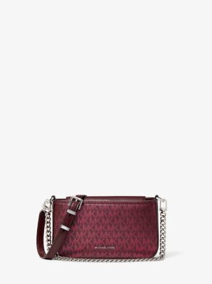 MK Wandelbare Pochette Bryant Small Mit Signature-Logomuster In Metallic-Optik - Rot