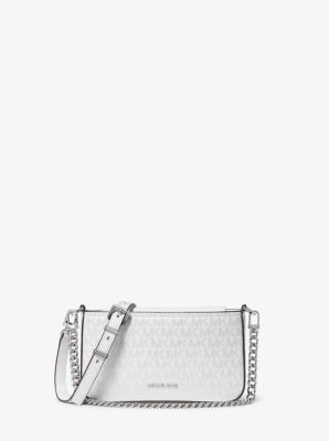 Wandelbare Pochette Bryant Small mit Signature-Logomuster in Metallic-Optik image number 0
