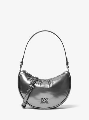 MK Wandelbare, Bauschige Pochette Kyla Small In Metallic-Optik - Grau