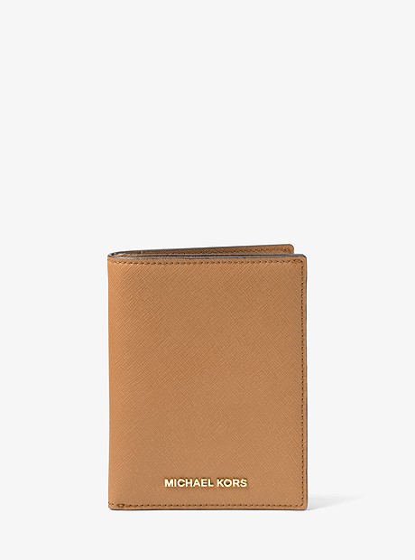 Saffiano Leather Passport Wallet - ACORN - 32F6GTVT3L