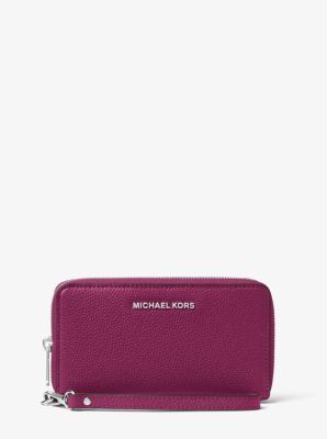 Large leather smartphone shop wristlet michael kors