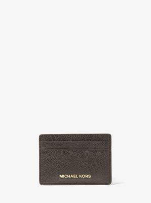 Pebbled Leather Card Case in CHOCOLATE | Michael Kors