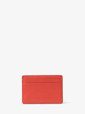 Pebbled Leather Card Case in SPICED CORAL | Michael Kors
