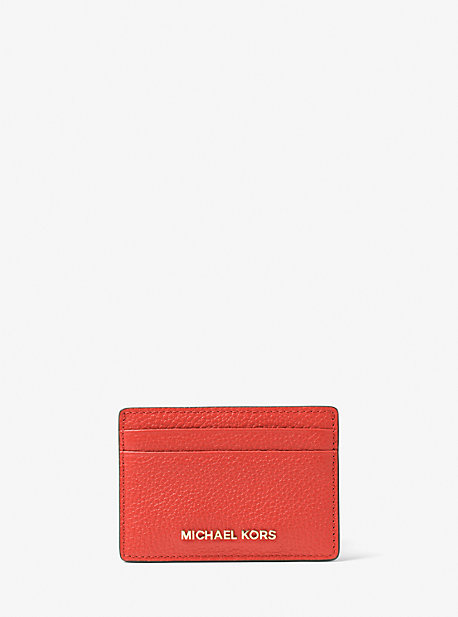 Michaelkors Pebbled Leather Card Case,SPICED CORAL