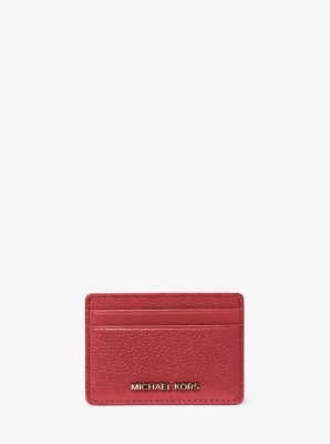 Michaelkors Pebbled Leather Card Case,LACQUER RED