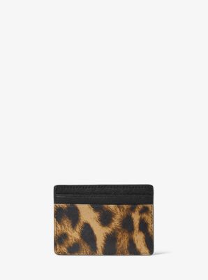 Travel Leopard Saffiano Leather Card Case
