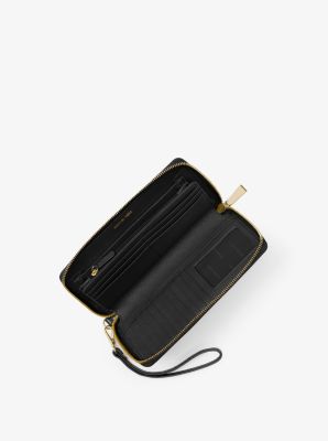 Travel Crocodile-Embossed-Leather Continental Wristlet