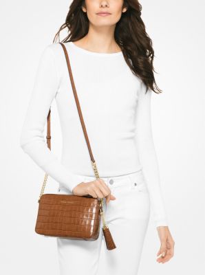 Michael Kors Ava Extra-small Saffiano Leather Crossbody In Oyster