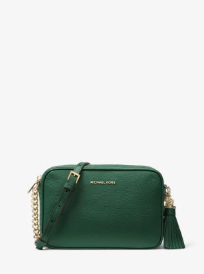 Jet Set Medium Pebbled Leather Crossbody Bag in MOSS | Michael Kors