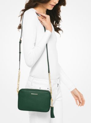 Jet Set Medium Pebbled Leather Crossbody Bag in MOSS | Michael Kors